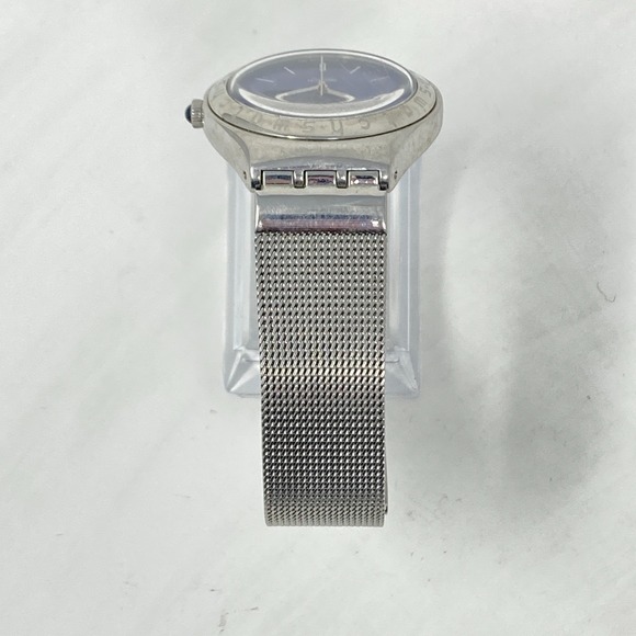 Swatch Irony Watch Men 37mm Day Date Blue Dial Swiss Made Mesh Band New Battery - Picture 7 of 16